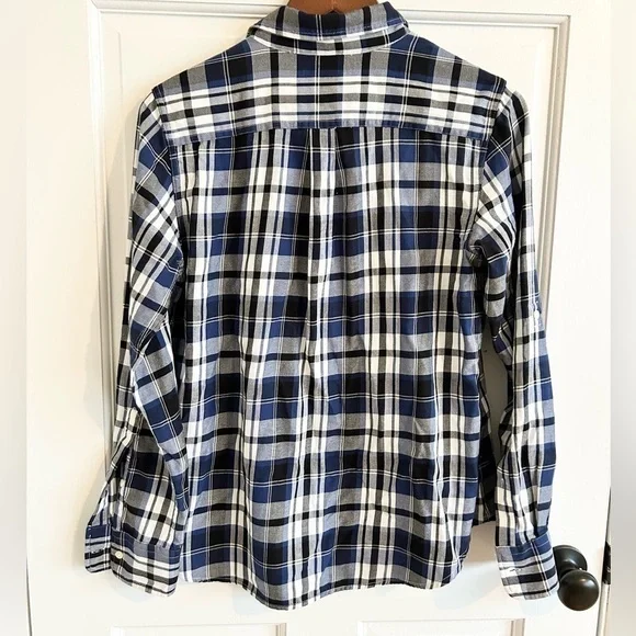 Lauren Ralph Lauren blue and white check plaid flannel button up size SP - Picture 4 of 4